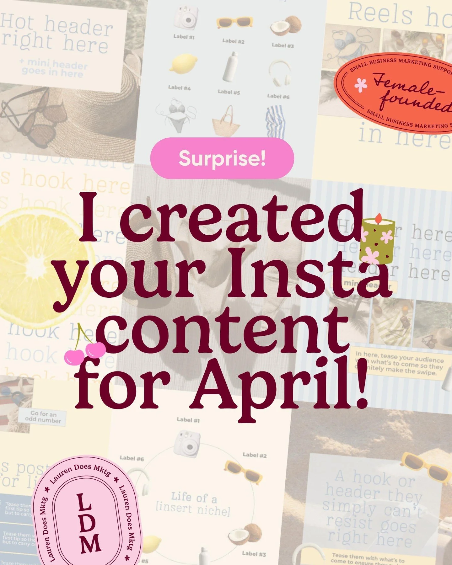 Thank me later 😉

All of your April content, designed &amp; ready for you to make it your own + I do this every single month inside The Guest List.

My guests always get the best goodie bags. Every month, you get:
&rarr; 12 Canva templates: Social p