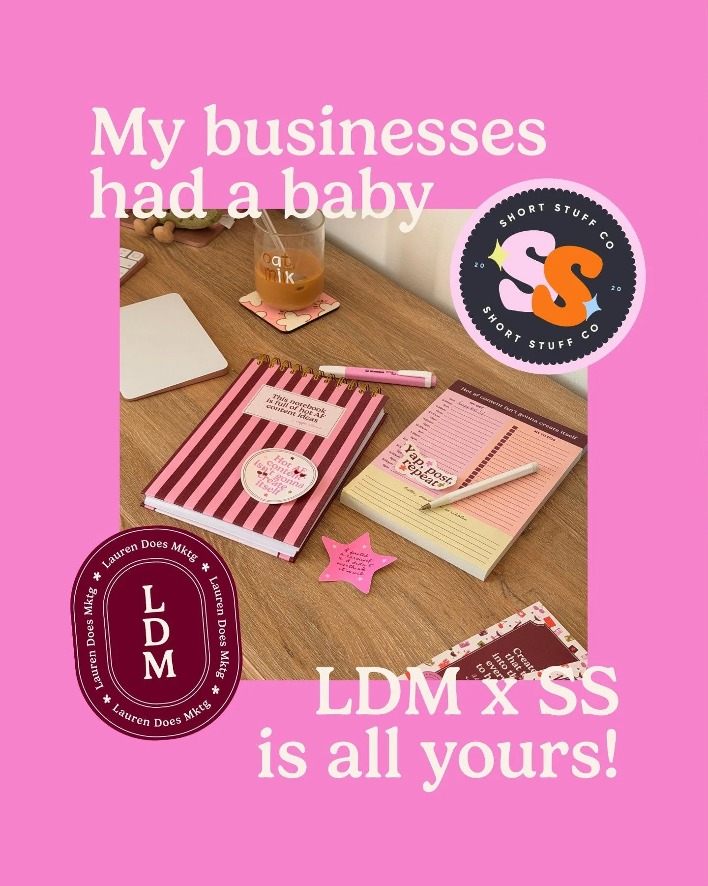 You're getting the best of both worlds with this collab 🪩💌🍒🥳
 
This one's for the marketers, the small business owners + the content creators.
 
Equal parts stationery obsession &amp; unhinged content energy was the vibe I was going for. I think 