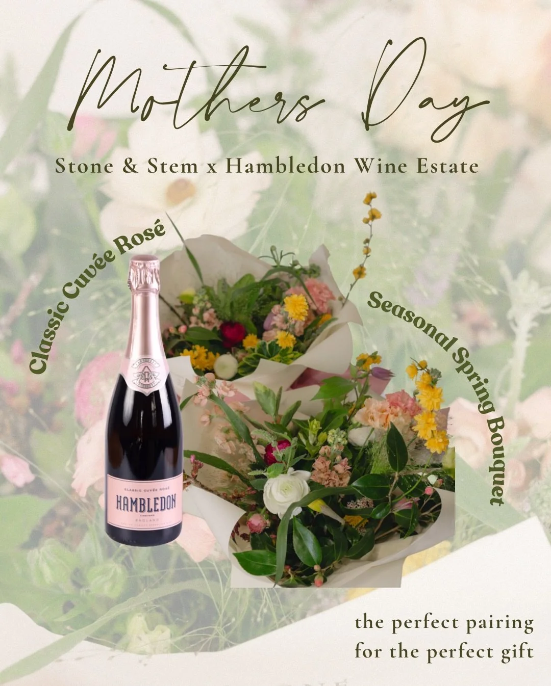For the mothers, sisters, friends; the list goes on 🌸

Send them something really special this Mother&rsquo;s Day with a Stone &amp; Stem bouquet 🌷✨💗

This year, our bouquets are available to collect from Hambledon Wine Estate - paired with their 