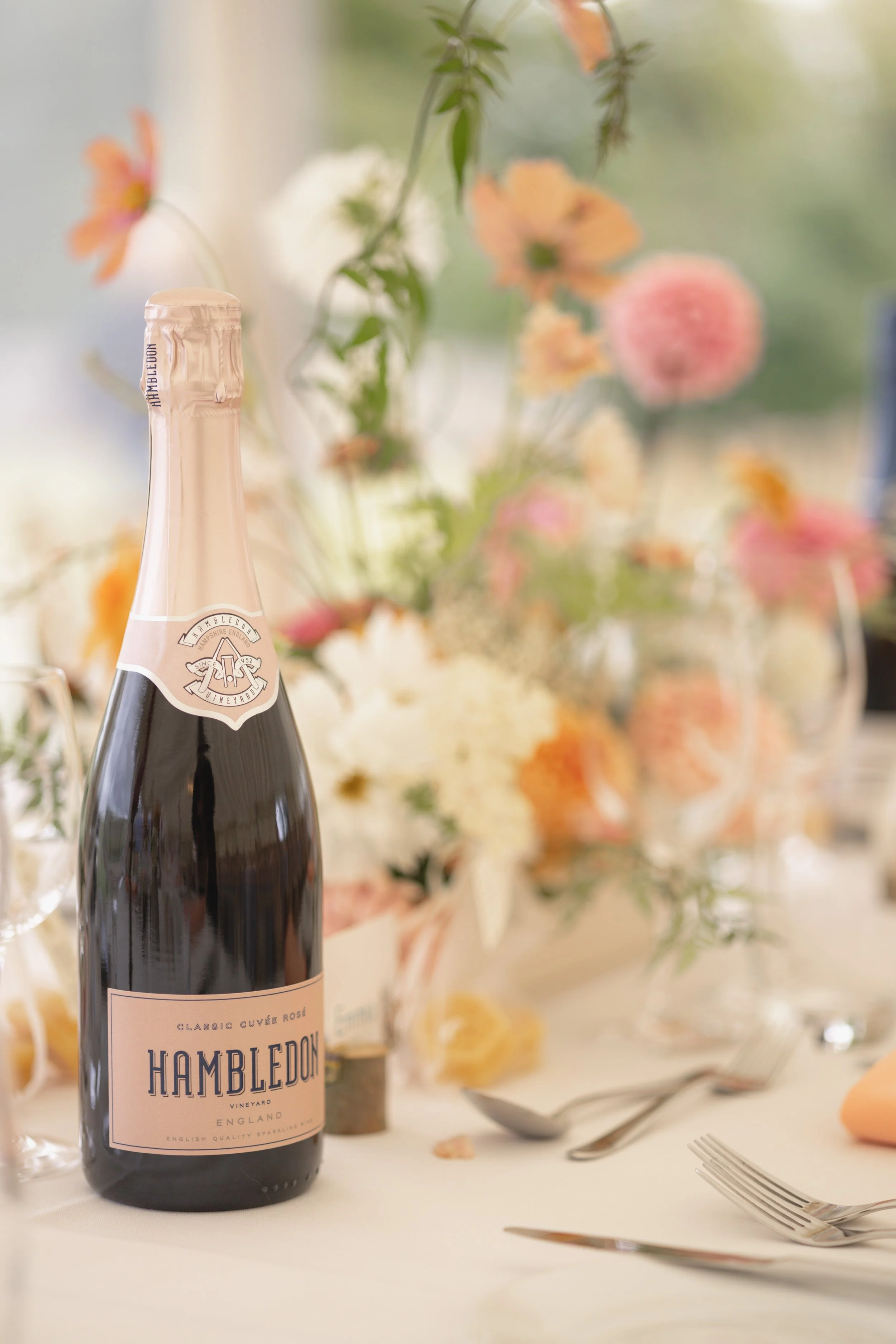 Mother's Day Bouquet by Stone & Stem, paired with Classic Cuvee Rose by Hambledon Wine Estate