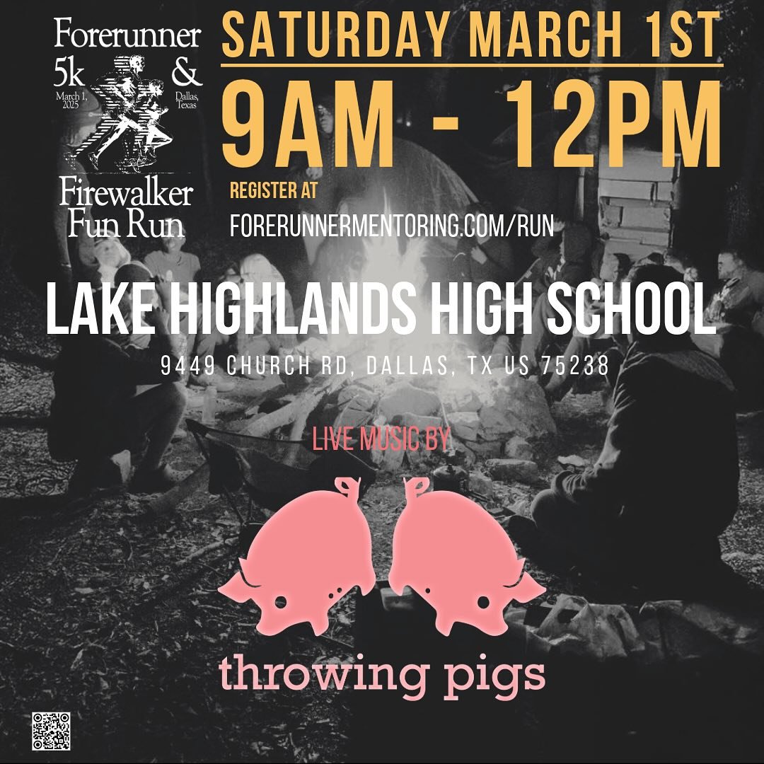 Three reasons to join us at Lake Highlands High School this coming Sat March 1st:
(1) We’re playing @forerunnermentoring 5K/Fun Run with activities for you and kids. You don’t even need another two reasons but I’ll give them anyway