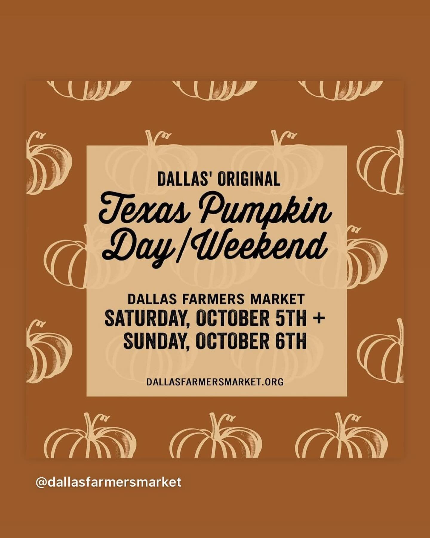 We’re delighted to be playing @dallasfarmersmarket this Sunday as part of their Texas Pumpkin Day / Weekend celebration.