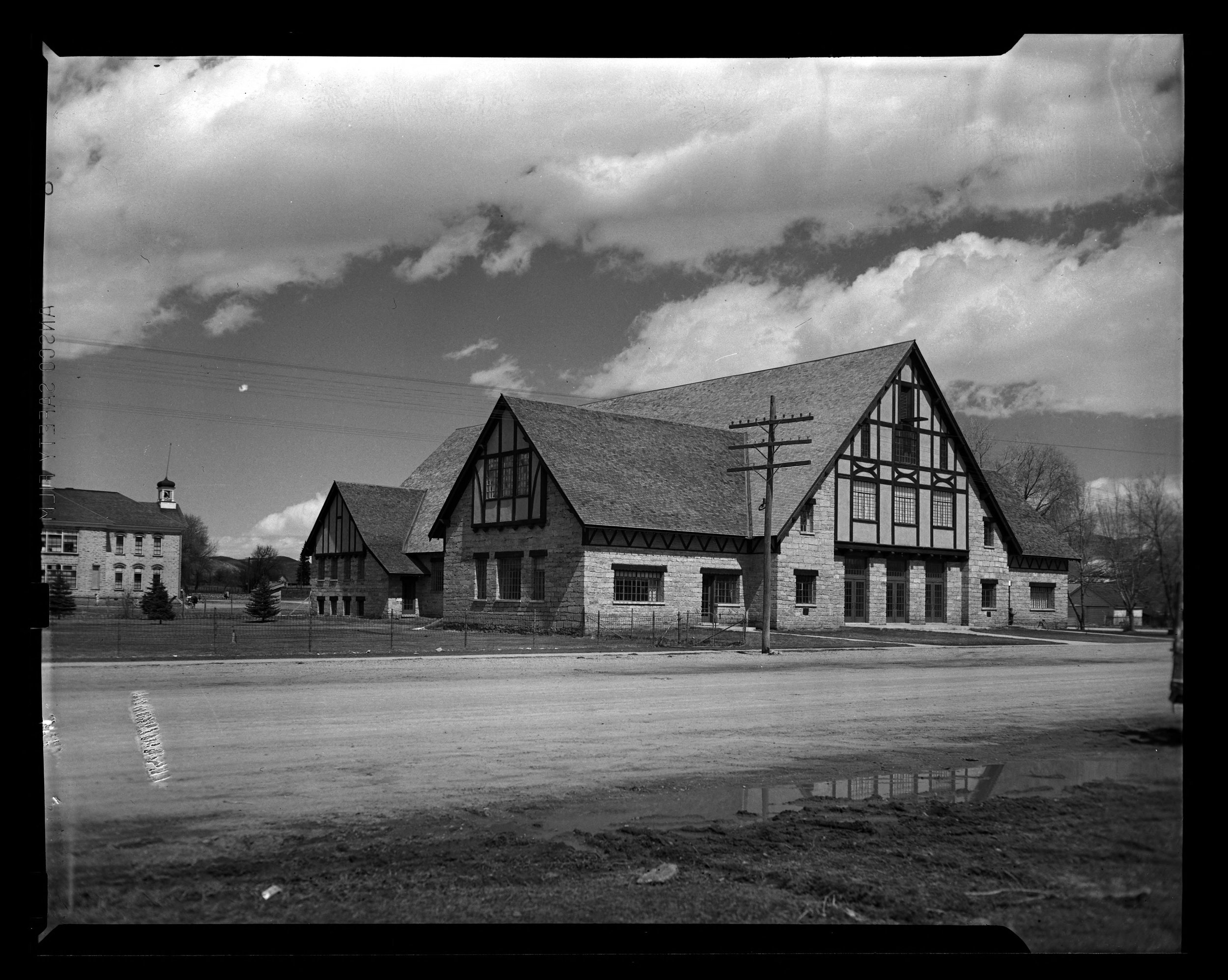Old Midway School in the background