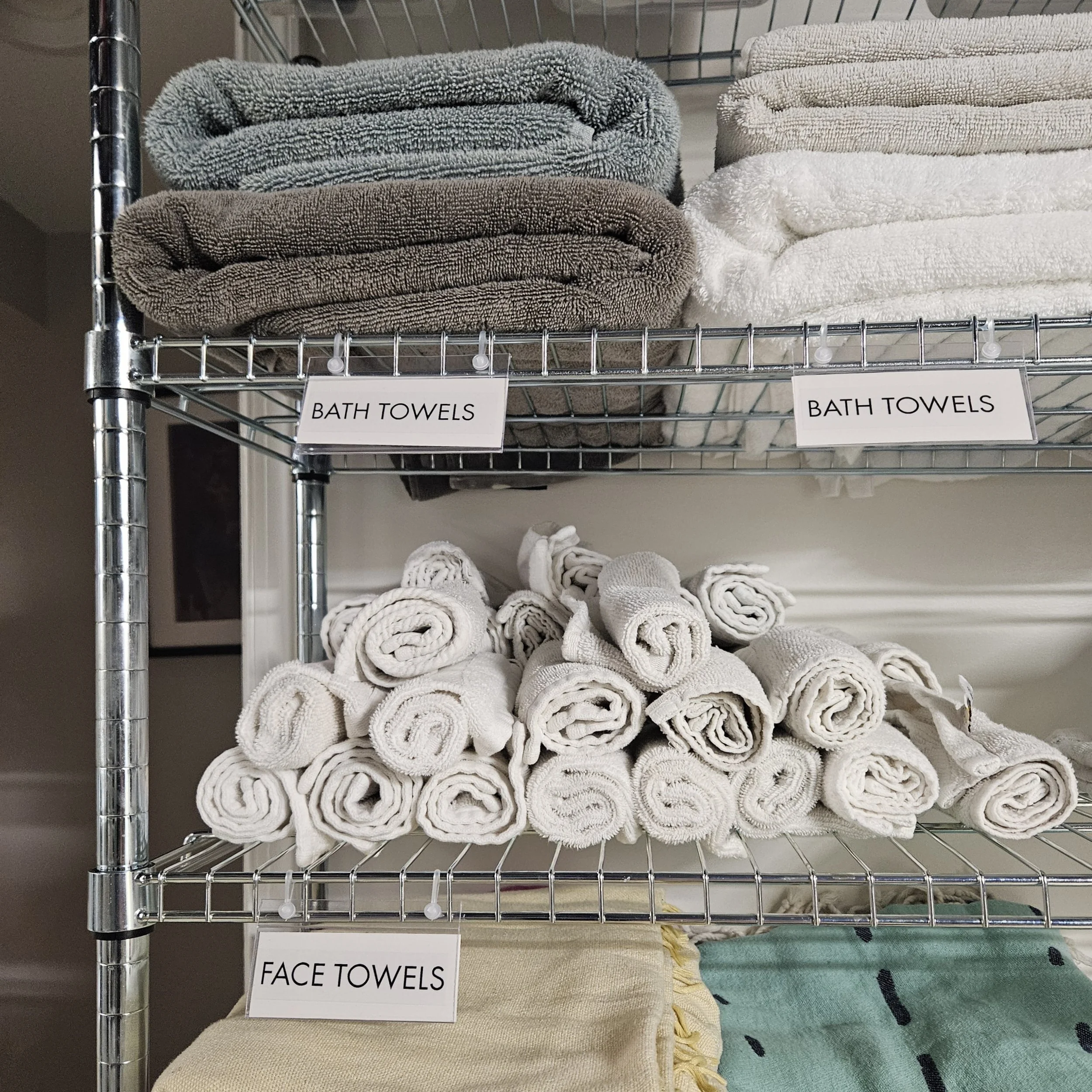 Linen closet organizing, Howard County Maryland professional organizer.