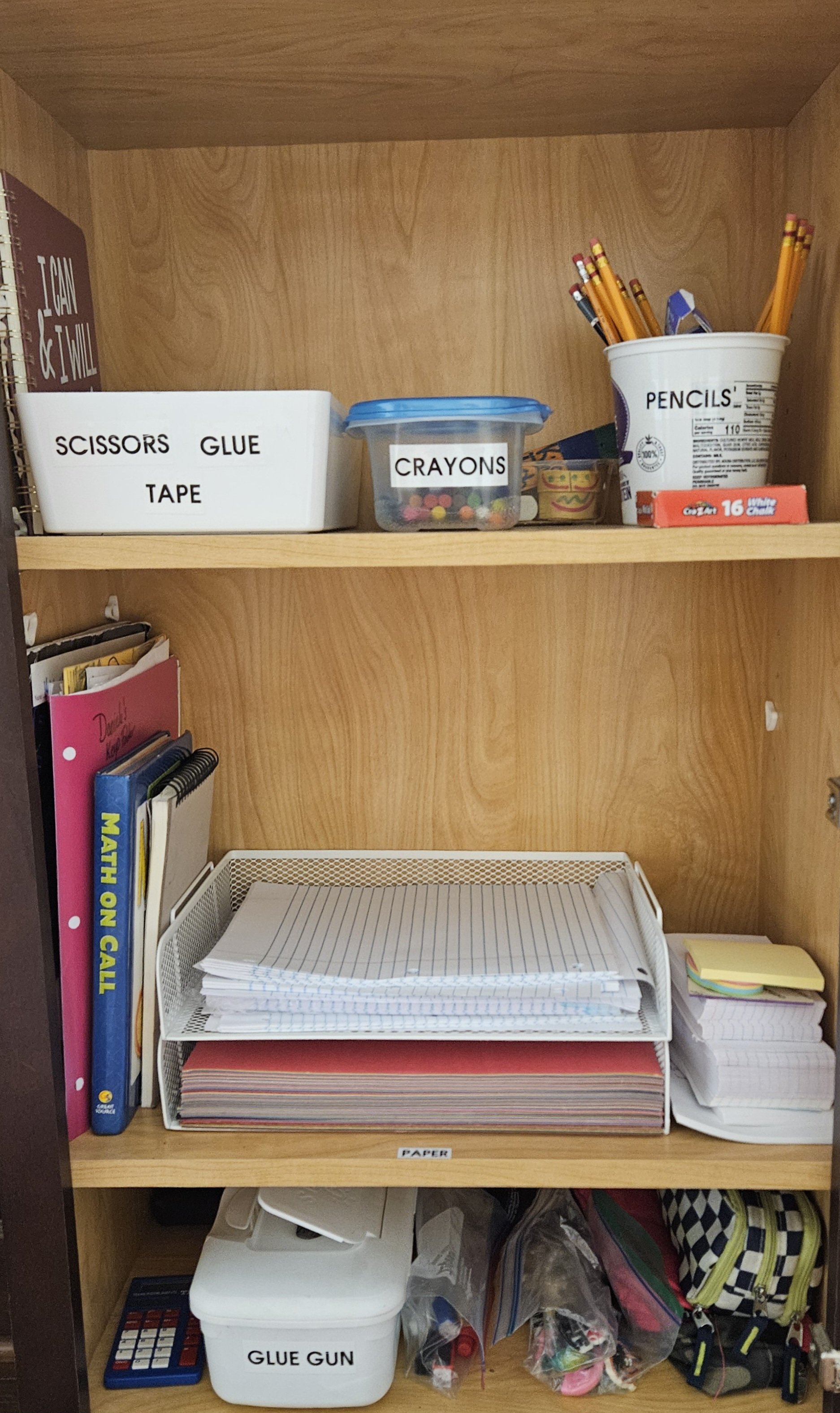 Organized craft cabinet. Howard County, MD professional organizer.