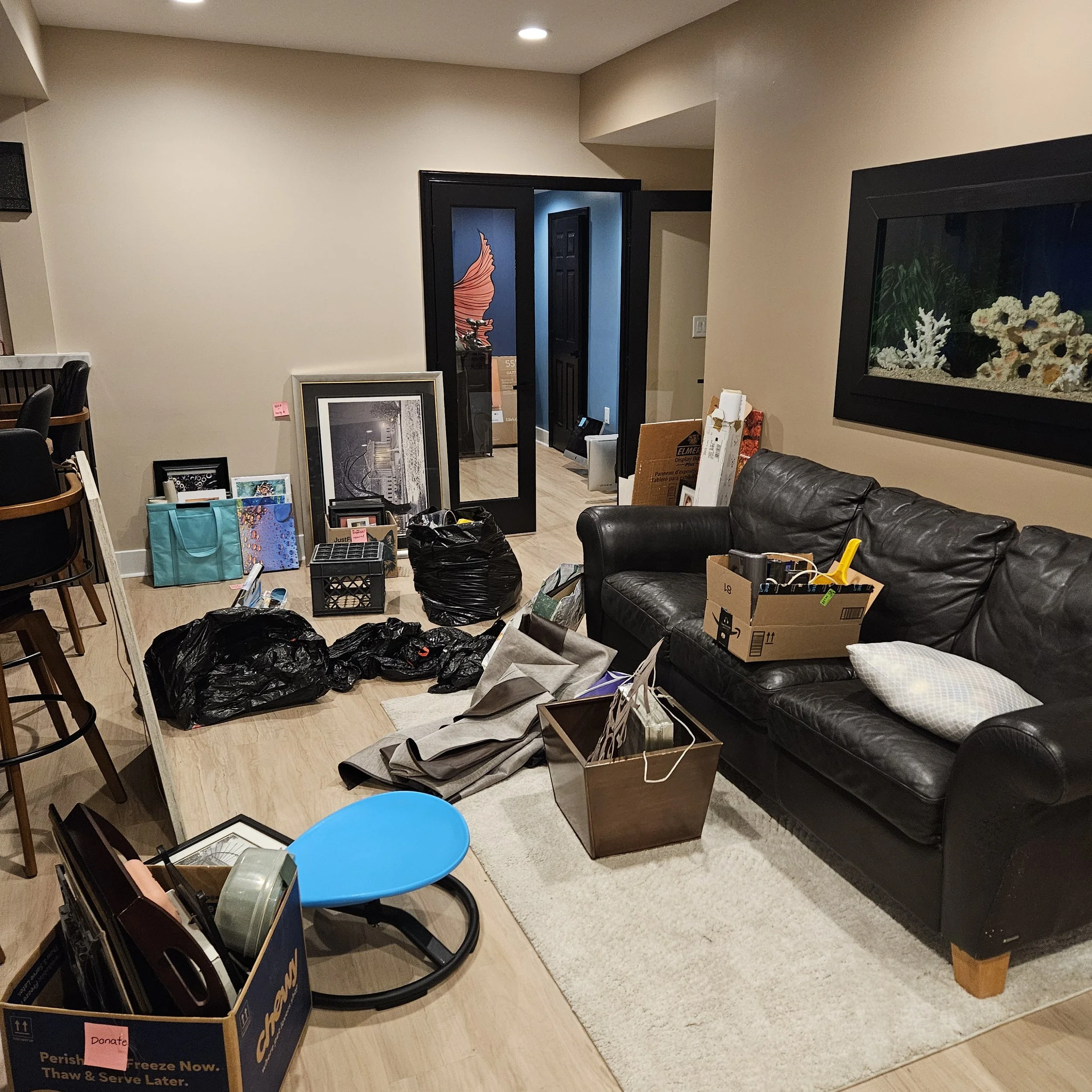 Basement decluttered by a professional organizer in Ellicott City, Maryland