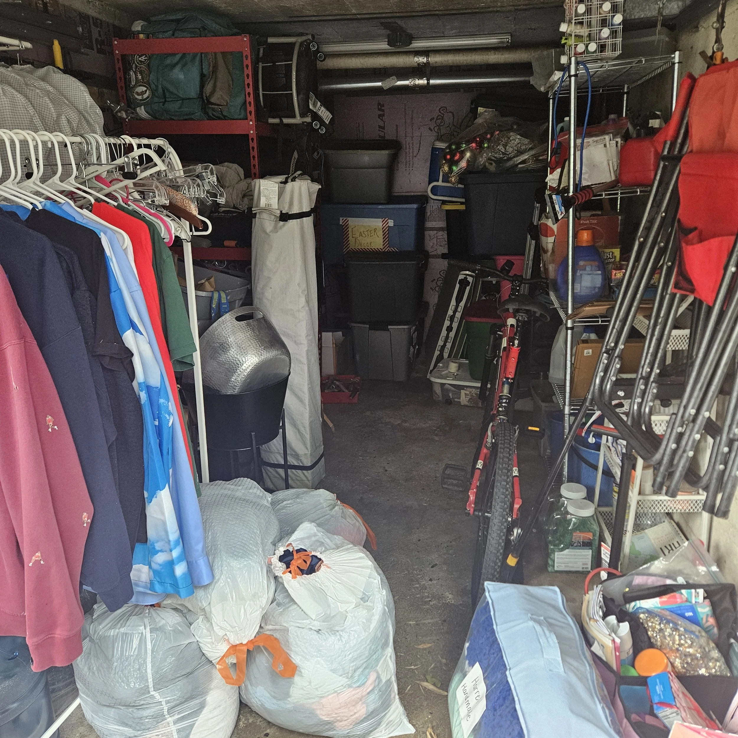 Before picture of a garage clean out. 