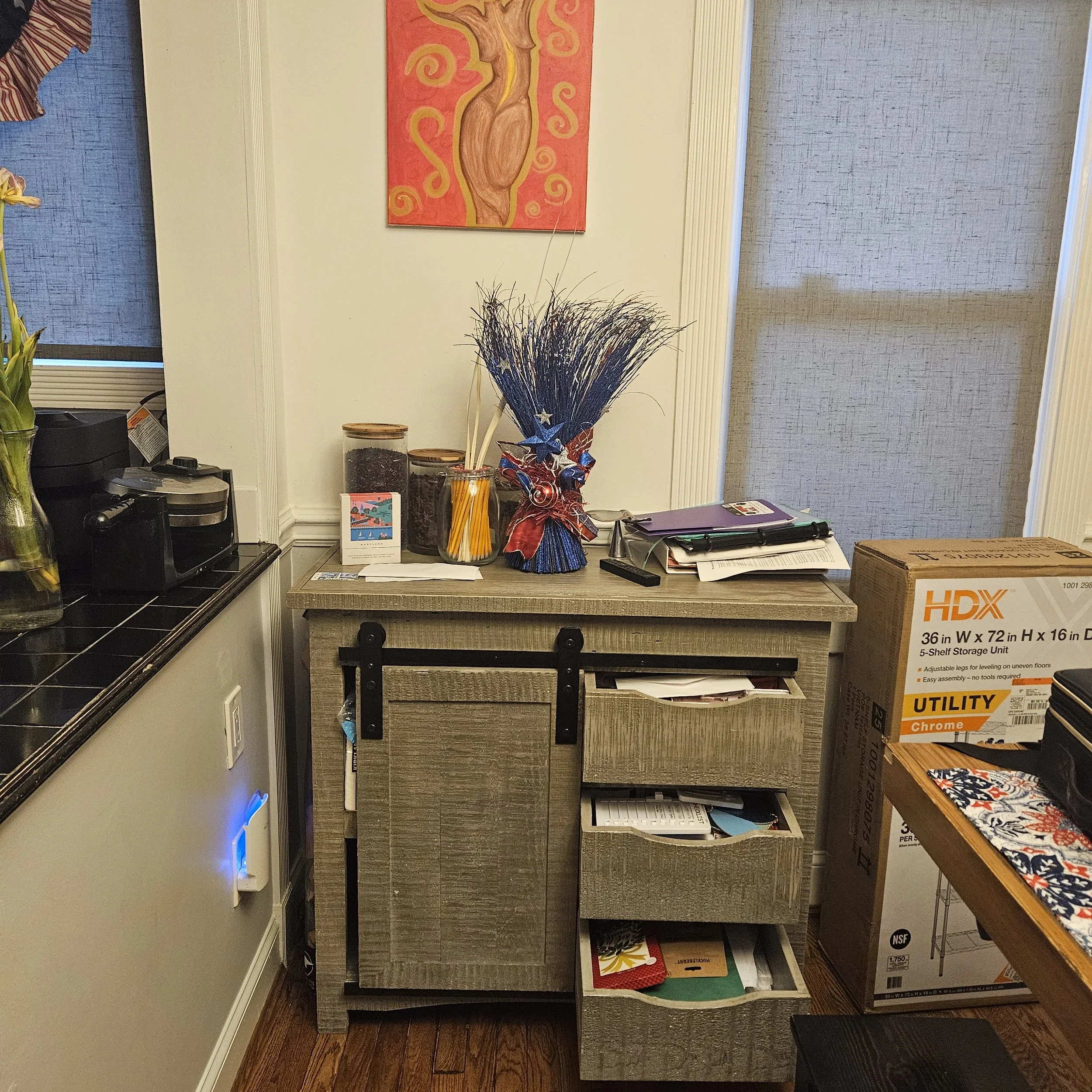 Kitchen dining storage makeover by a professional organizer in Ellicott City, MD.