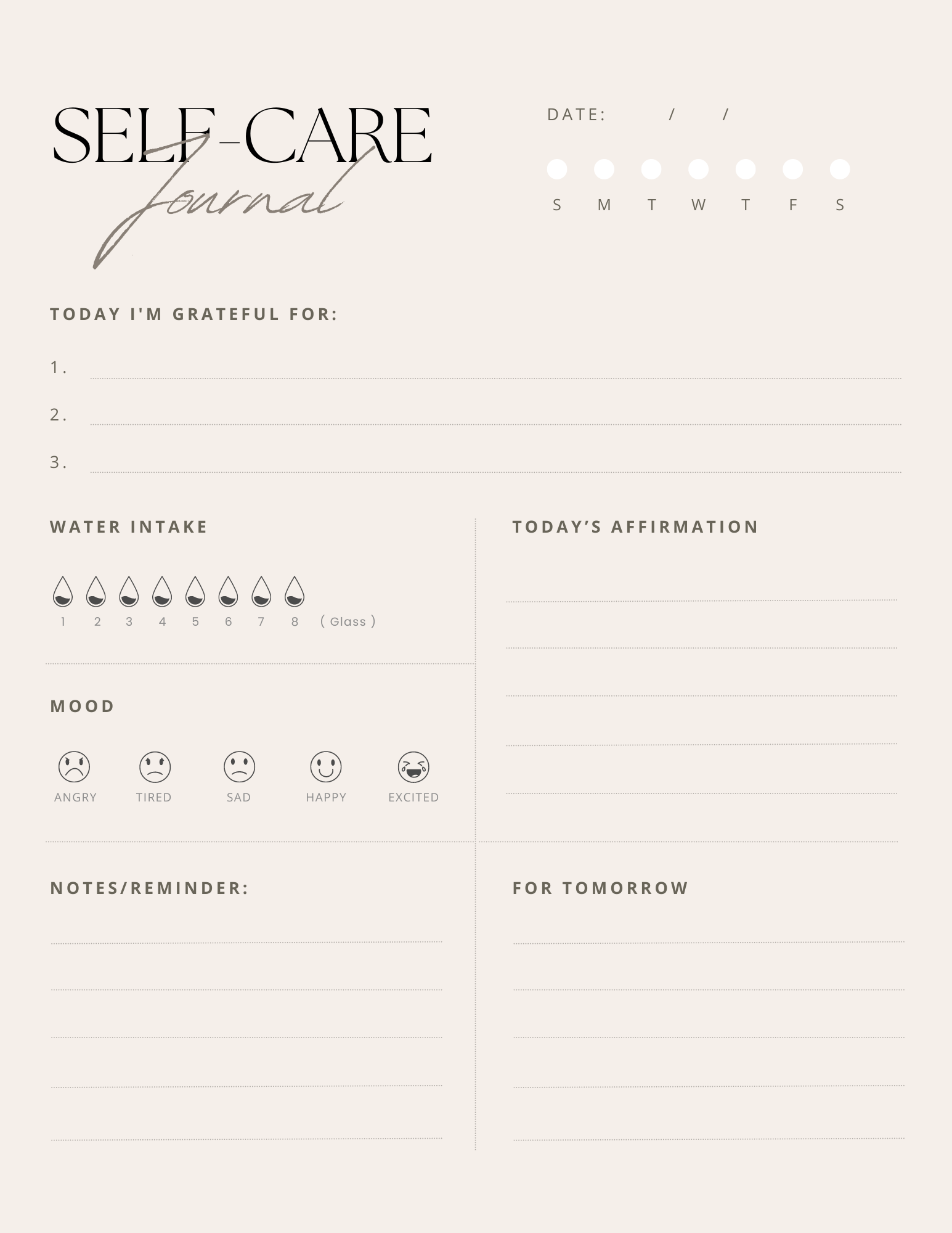 SelfCare Journal Template — Simply Savy
