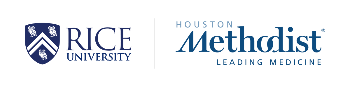 Rice University and Houston Methodist logos — corporate event production clients of Go Live Houston