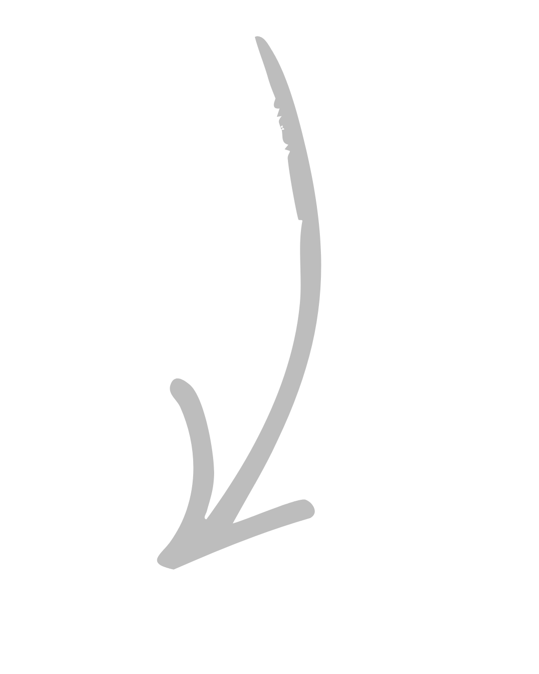 A black and white silhouette of a plant with long, curved leaves.