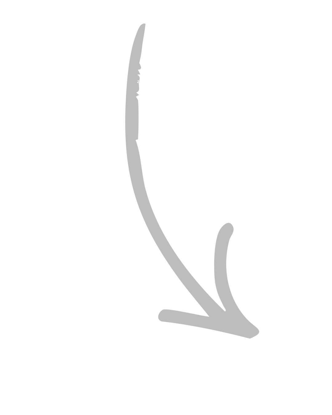Silhouette of a hand with an extended index finger pointing to the left, with a curved arrow pointing downward from the finger.