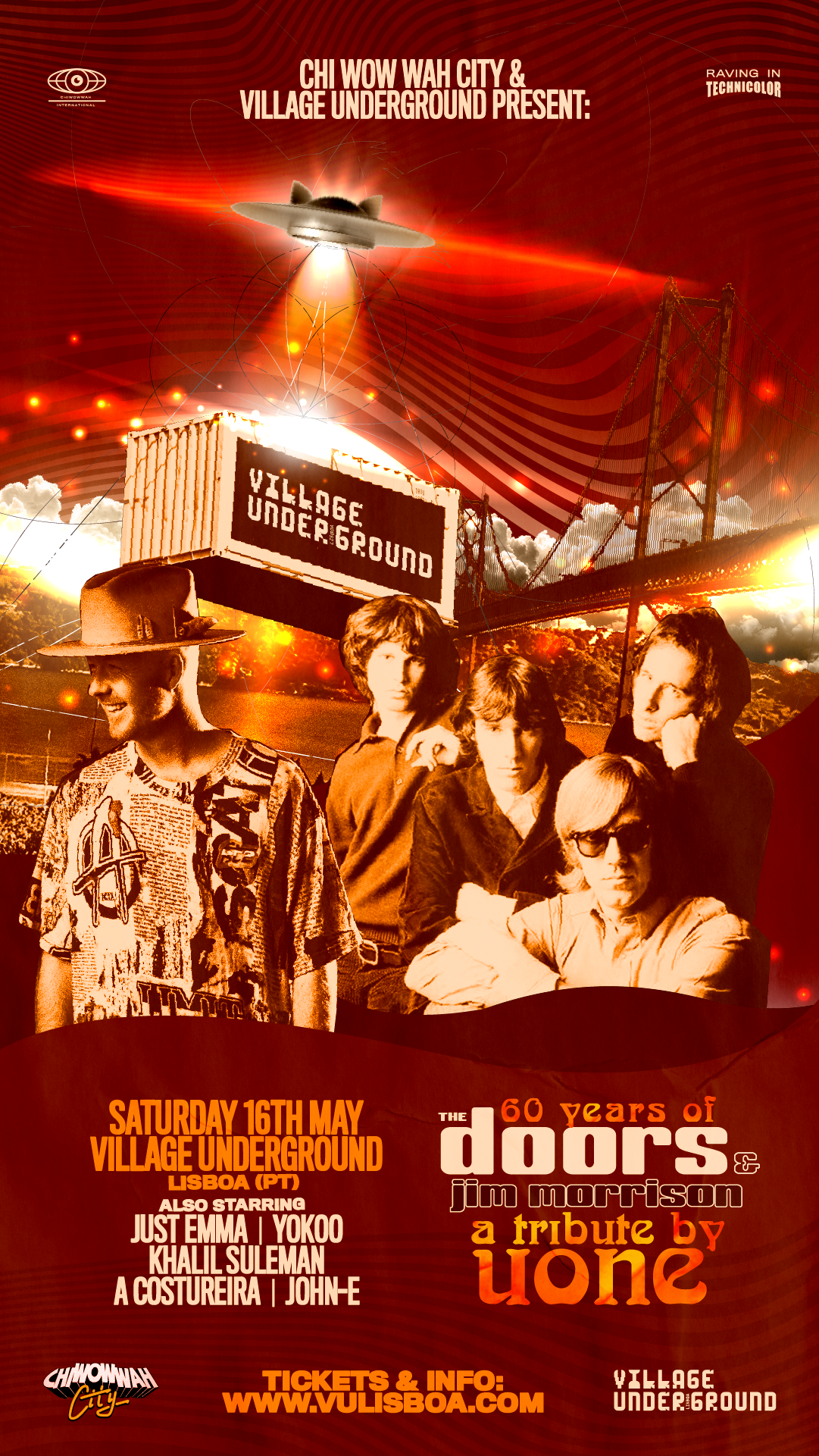 CHI WOW WAH CITY &amp; VILLAGE UNDERGROUND LISBOA PRESENT:  UONE’S TRIBUTE TO THE DOORS &amp; JIM MORRISON — LISBOA DEBUT