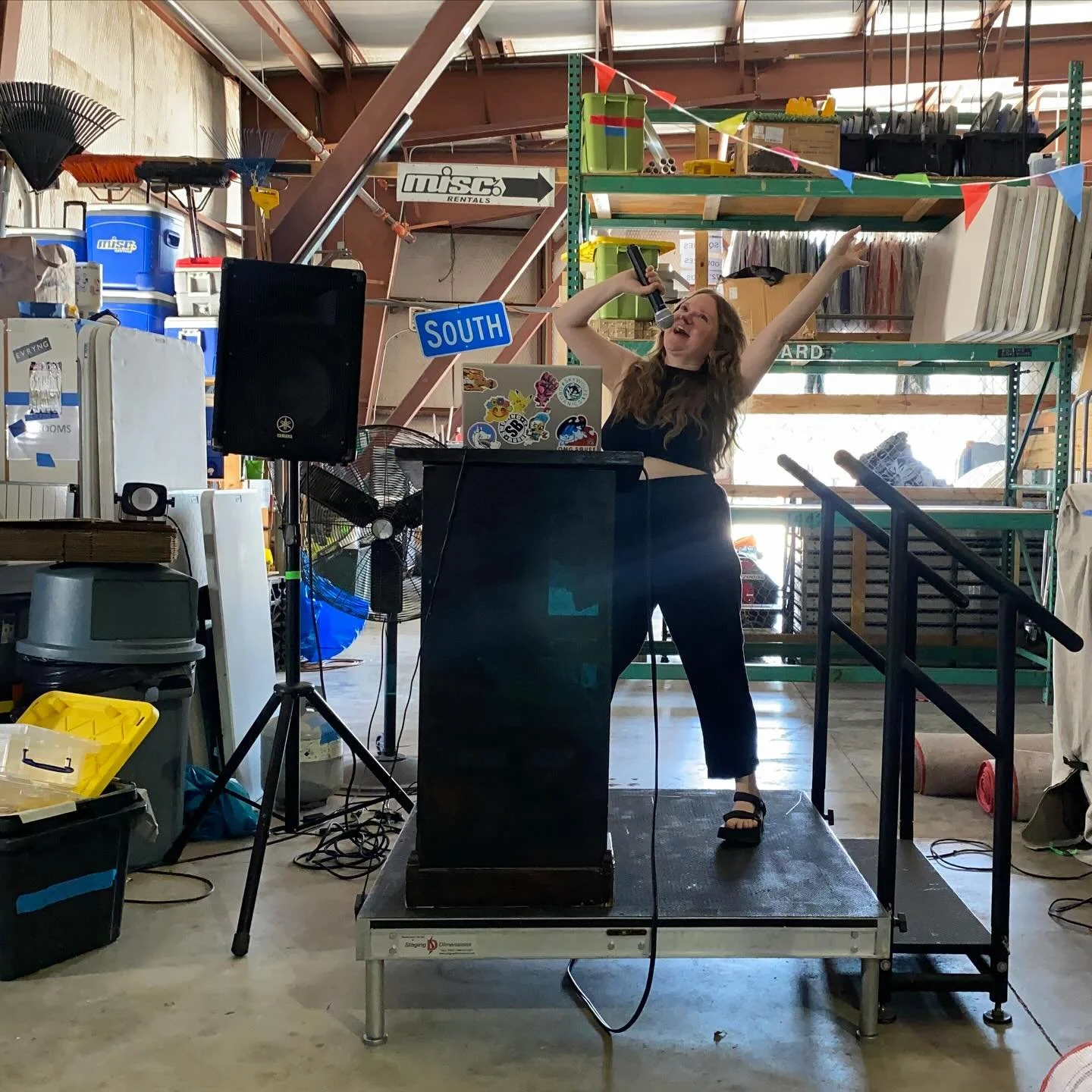 You could look as cool as this at your next karaoke night! 

Rent a stage, PA system, wireless mics, etc. (and add on some red carpet and velvet rope to be a little extra).

It&rsquo;s Leo season, baby. We have what you need to make you feel like a s