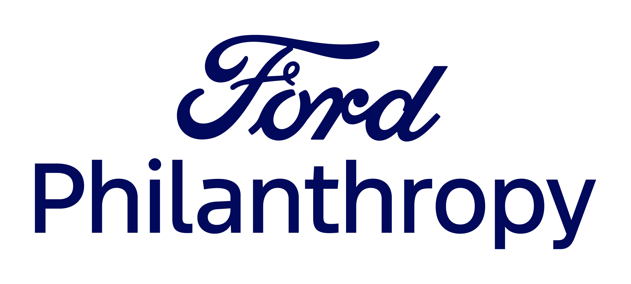 Ford Foundation logo with the words Ford Foundation and philanthropy in dark blue text.