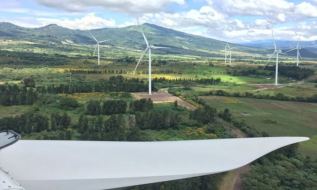 Installed wind turbines at San Antonio El Sitio wind power project in Guatemala.