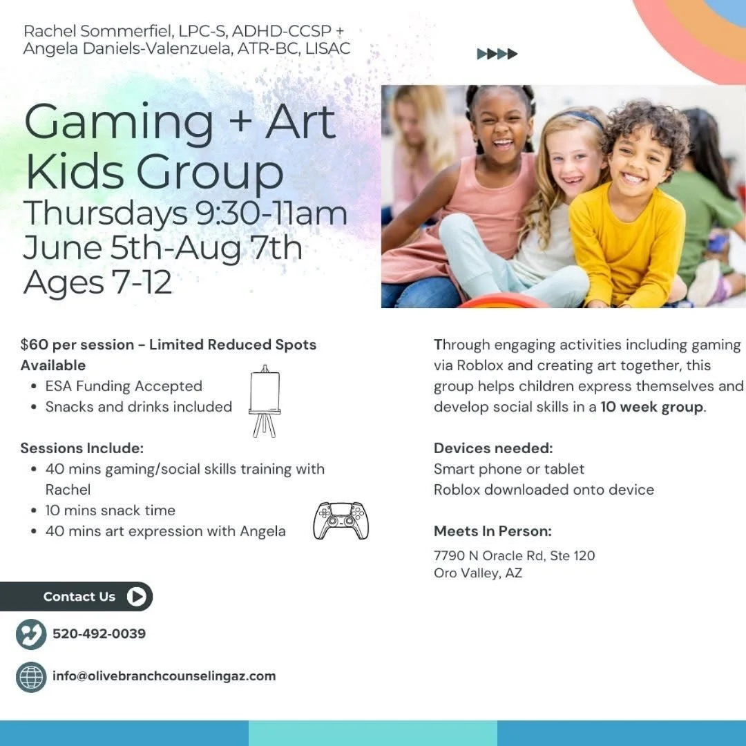Summer group for kids starting June 5th with @keeponzenning and @olivebranchcounselingaz here in Tucson! Ages 7-12 including social skills support and self expression. Email for more info! info@olivebranchcounselingaz.com