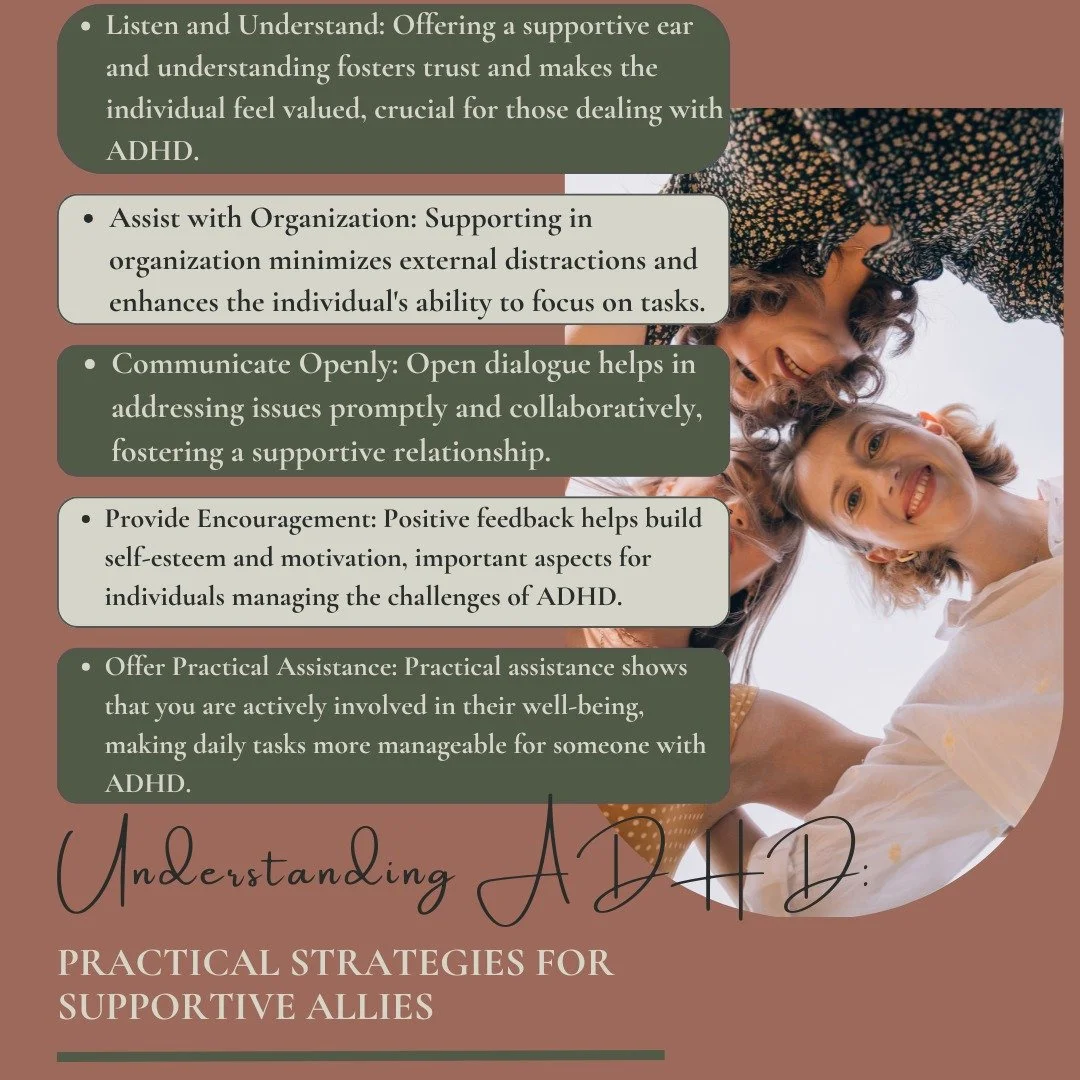 Supporting someone with ADHD? It can be tricky, but the right strategies can make all the difference. In our latest post, we're sharing practical tips for allies to create a supportive, understanding environment. Whether you're a friend, family membe