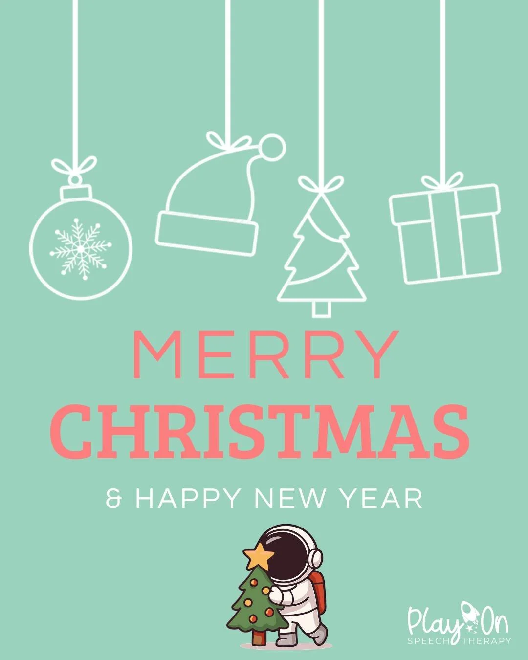 Merry Christmas &amp; Happy New Year from Play on Speech! Here&rsquo;s to more play, connection, and communication in the year ahead! 🚀🎄✨
&bull;
&bull;
&bull;
#neurodiversity #speechtherapy #glp #latetalker #aac #autism #slp