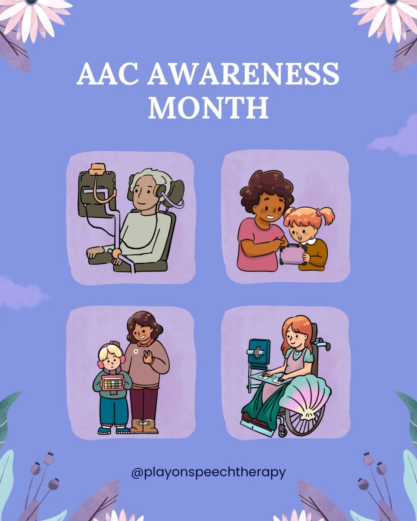 October is AAC Awareness Month! 
Communication is a right, not a privilege. Every person deserves access to a way to express their wants, needs, thoughts, feelings, ideas, and personality.

At Play On Speech Therapy, we respect all forms of communica