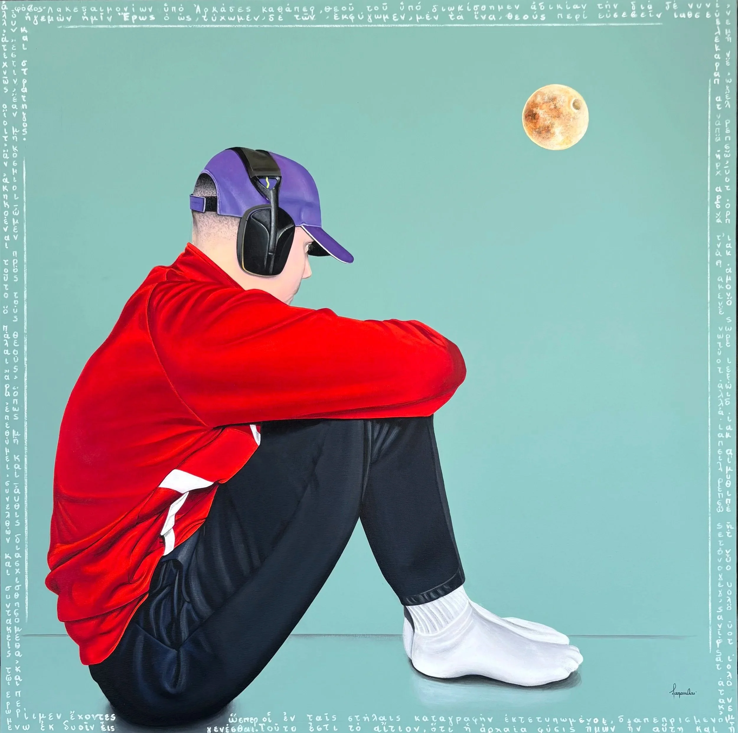 "MOON LISTENER” ACRYLIC ON CANVAS, 90x90 cm
