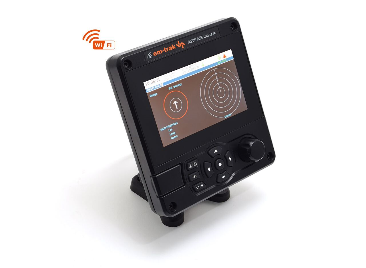 Em-trak A200 AIS Class A-navigasjonsenhet med Wi-Fi, skjerm og kontrollknapper