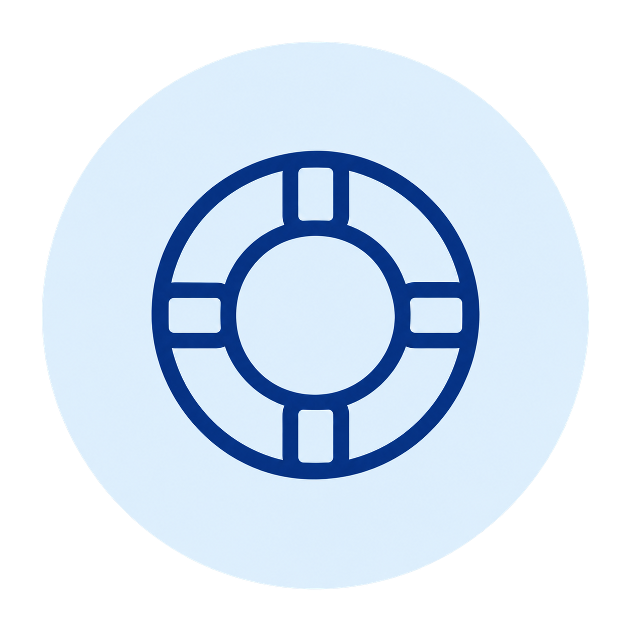 Blått livredningssymbol på lys blå bakgrunn