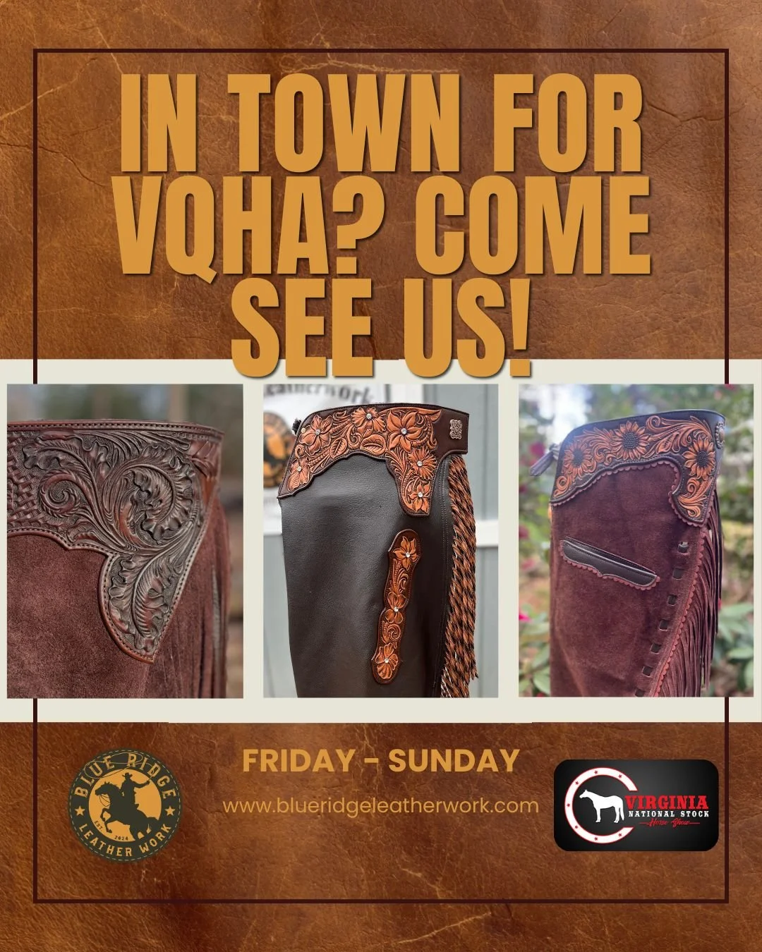 We&rsquo;re headed to the next one! Catch us at the @virginiaquarterhorseassoc Stock Horse Show this weekend 🔥

Jack will be set up and ready Friday at 8am. Come talk leather!