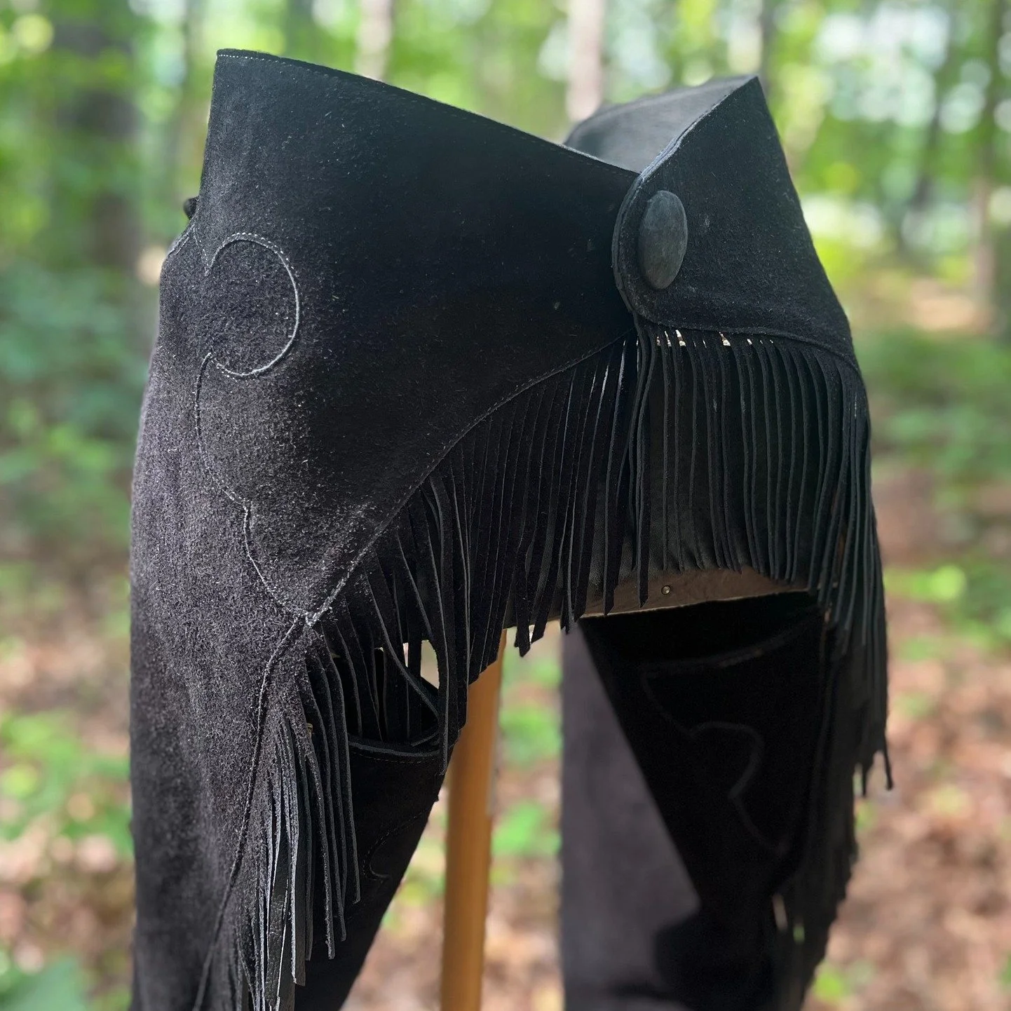 Horsemanship chaps. Handmade in Virginia. Built just for you. 🤠

Come see them in person at the PQHA Keystone Showdown June 10&ndash;14. Custom orders are open!

#BlueRidgeLeatherwork #HorsemanshipChaps #KeystoneShowdown