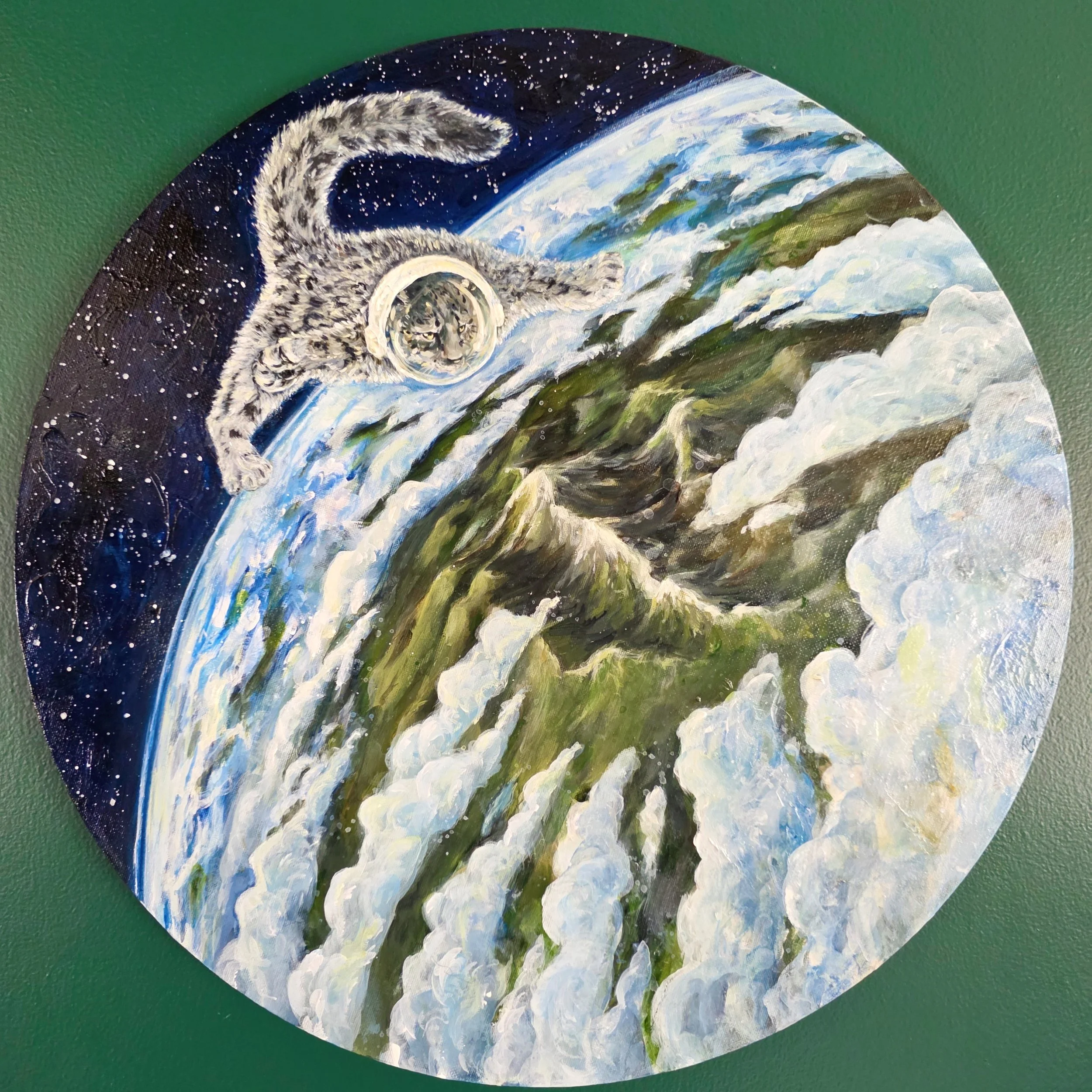 Peaceful From Above, mixed media on canvas, 2025