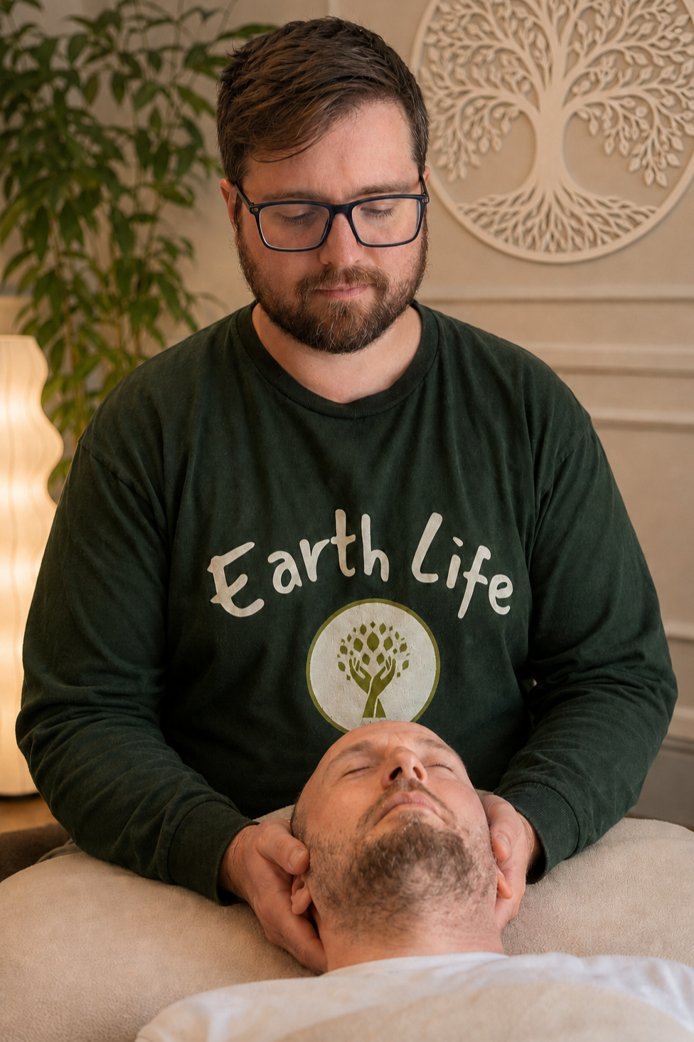 Richard providing Biodynamic Craniosacral Therapy in the Earth Life treatment room in Beverley.