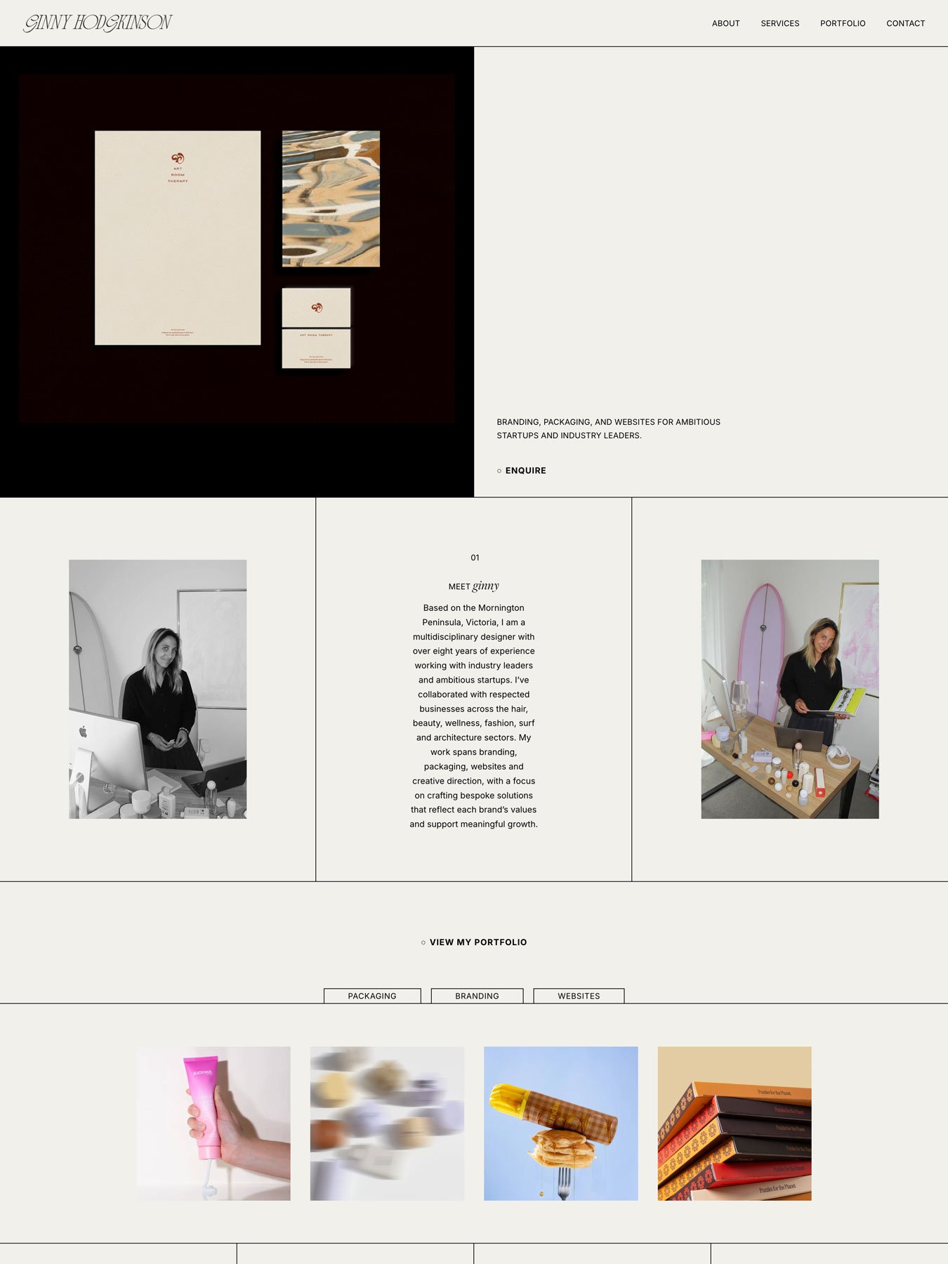The Ginny Hodgekinson website Home Page.