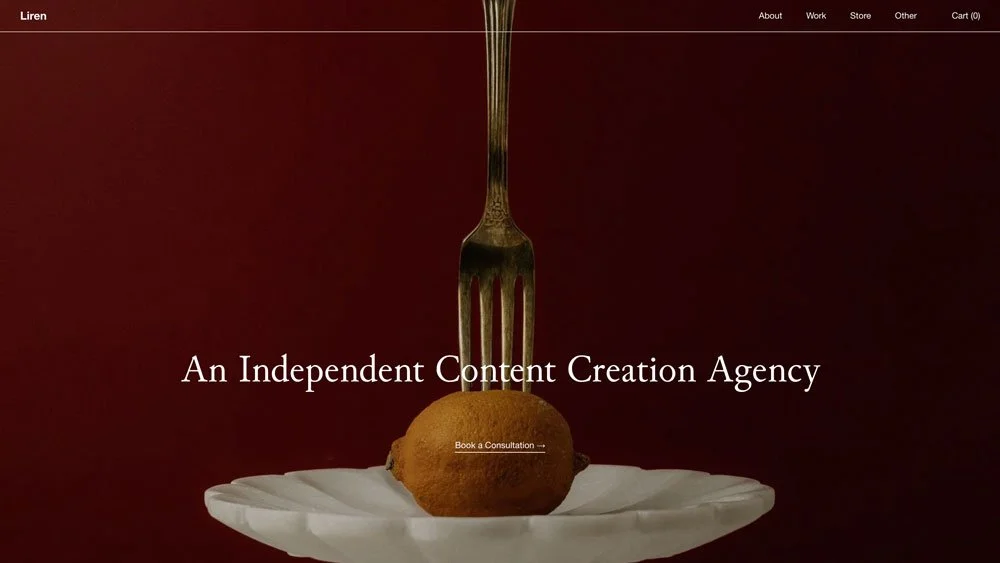The Liren Squarespace template Home page.