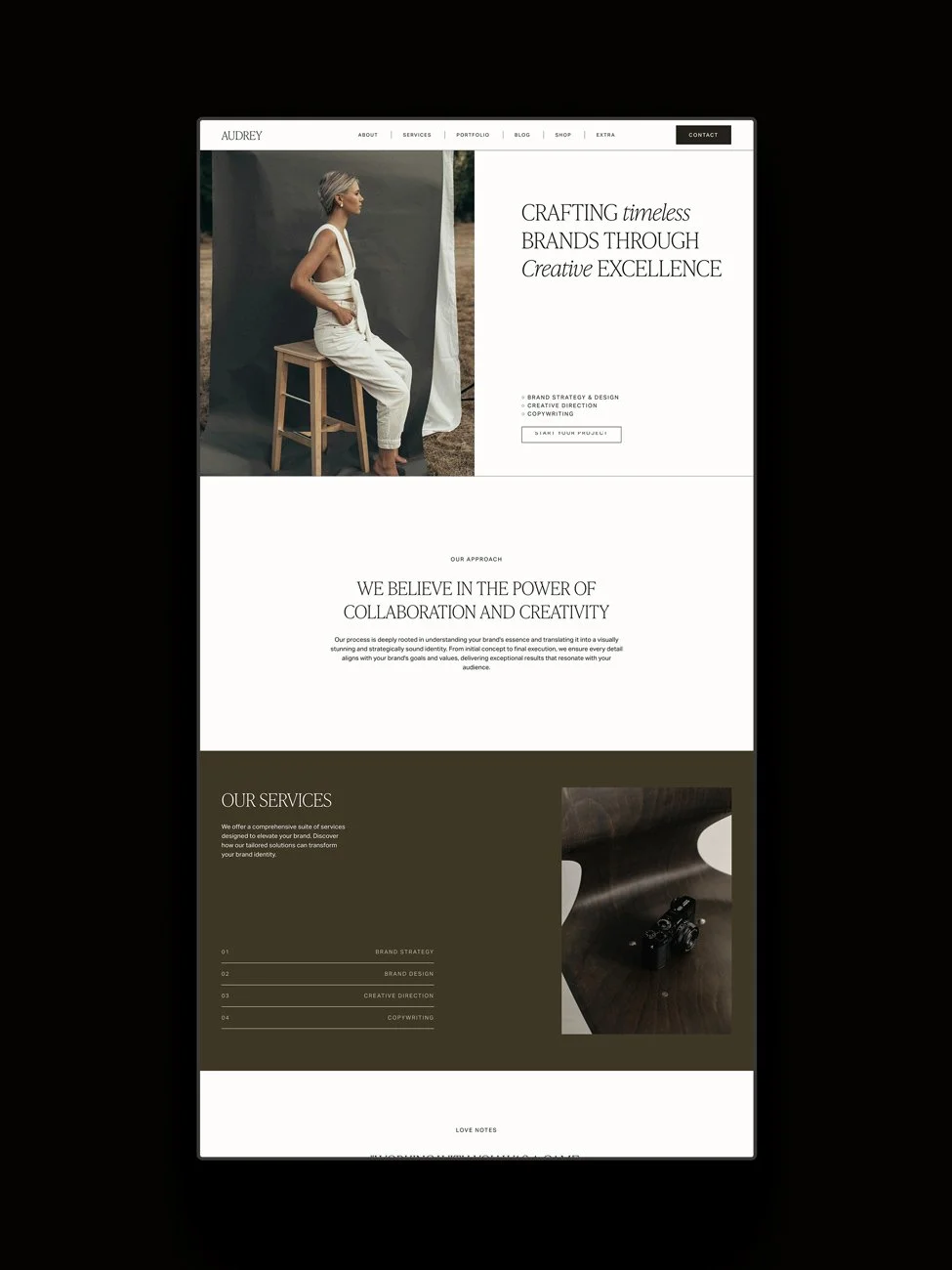 The Audrey template displayed on a vertical screen.