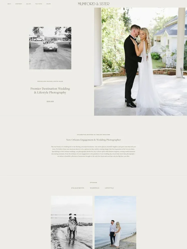 The Mumford & Sister Squarespace website home page.