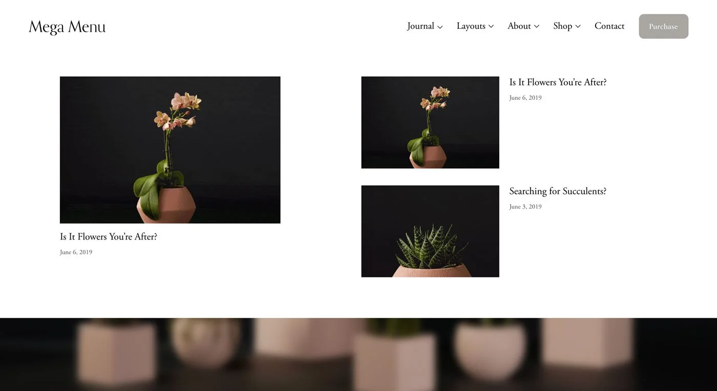 Will Myer's Megu Menu plugin for Squarespace.
