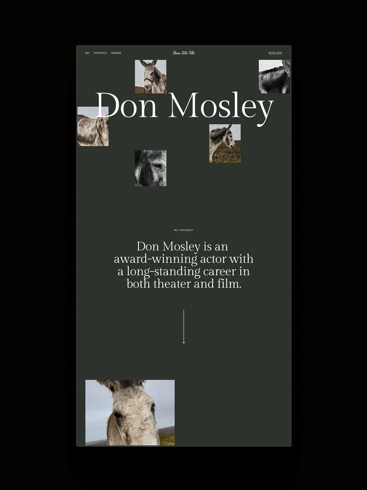 The Mosley Squarespace Template displayed on a vertical screen.