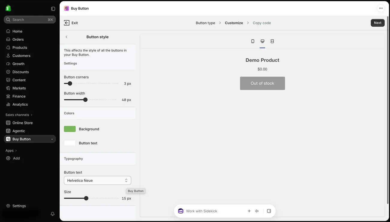 Customizing the Shopify Buy Button.