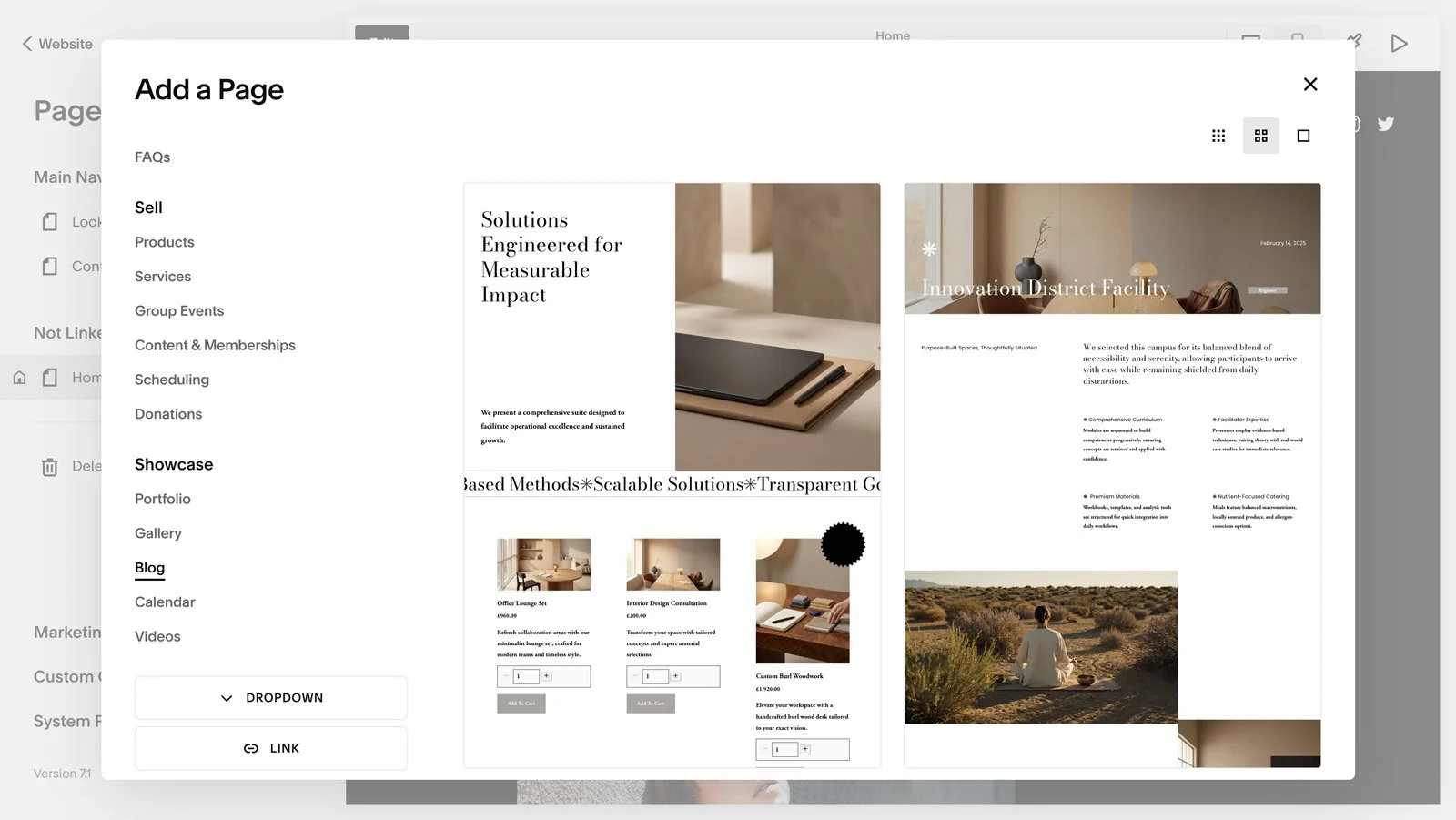Squarespace's free template collection.