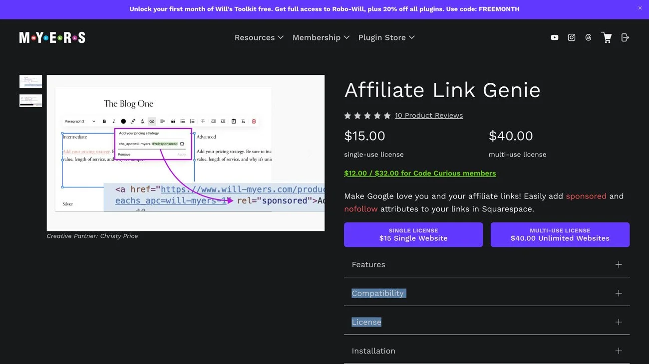 The Affiliate Link Genie Plugin.