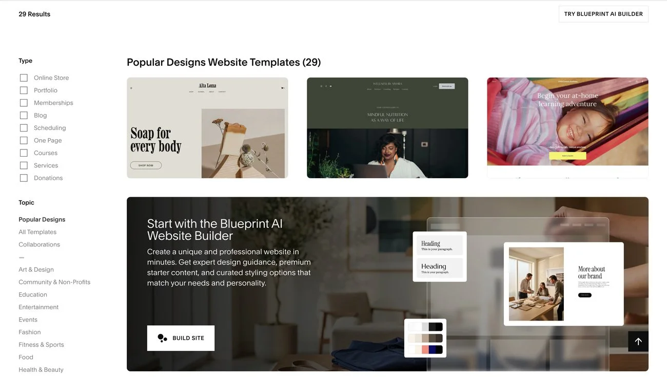 The free Squarespace templates.
