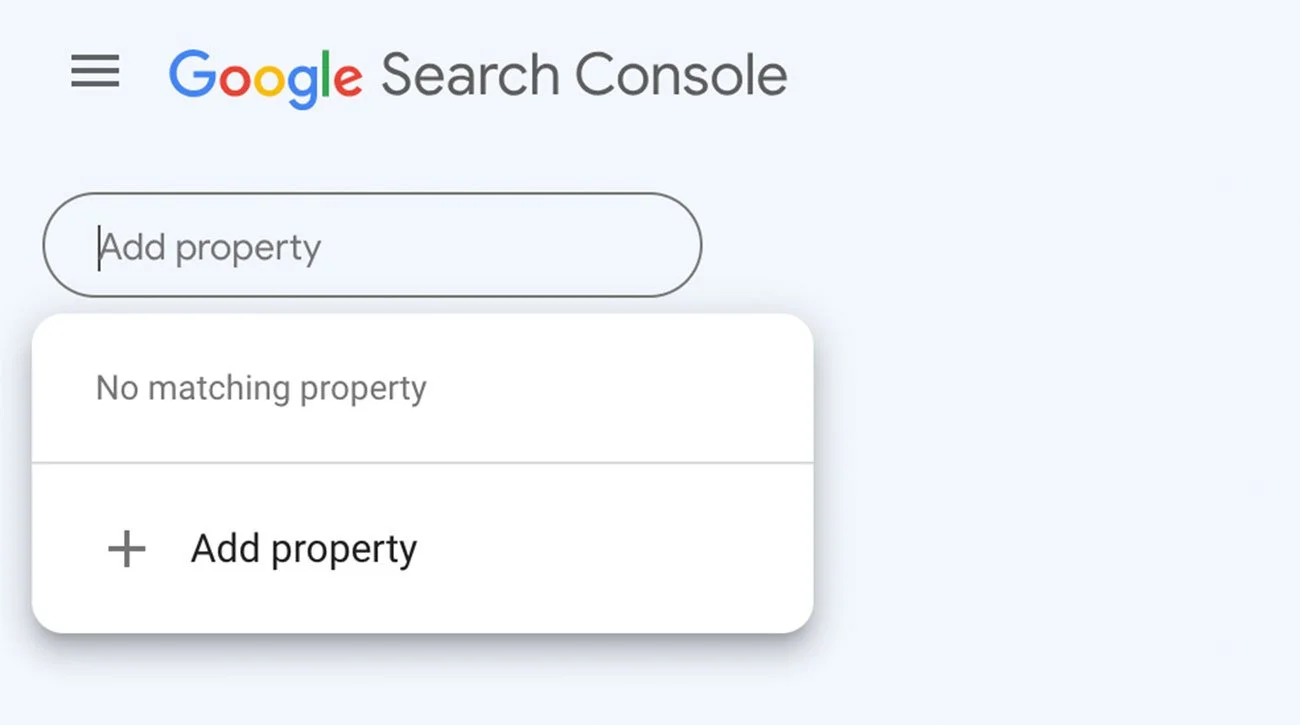 Adding a property in Google Search Console.