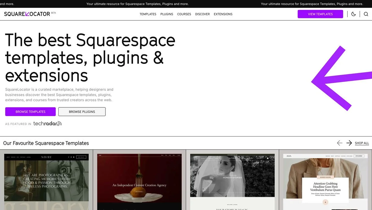 The SquareLocator Home page.