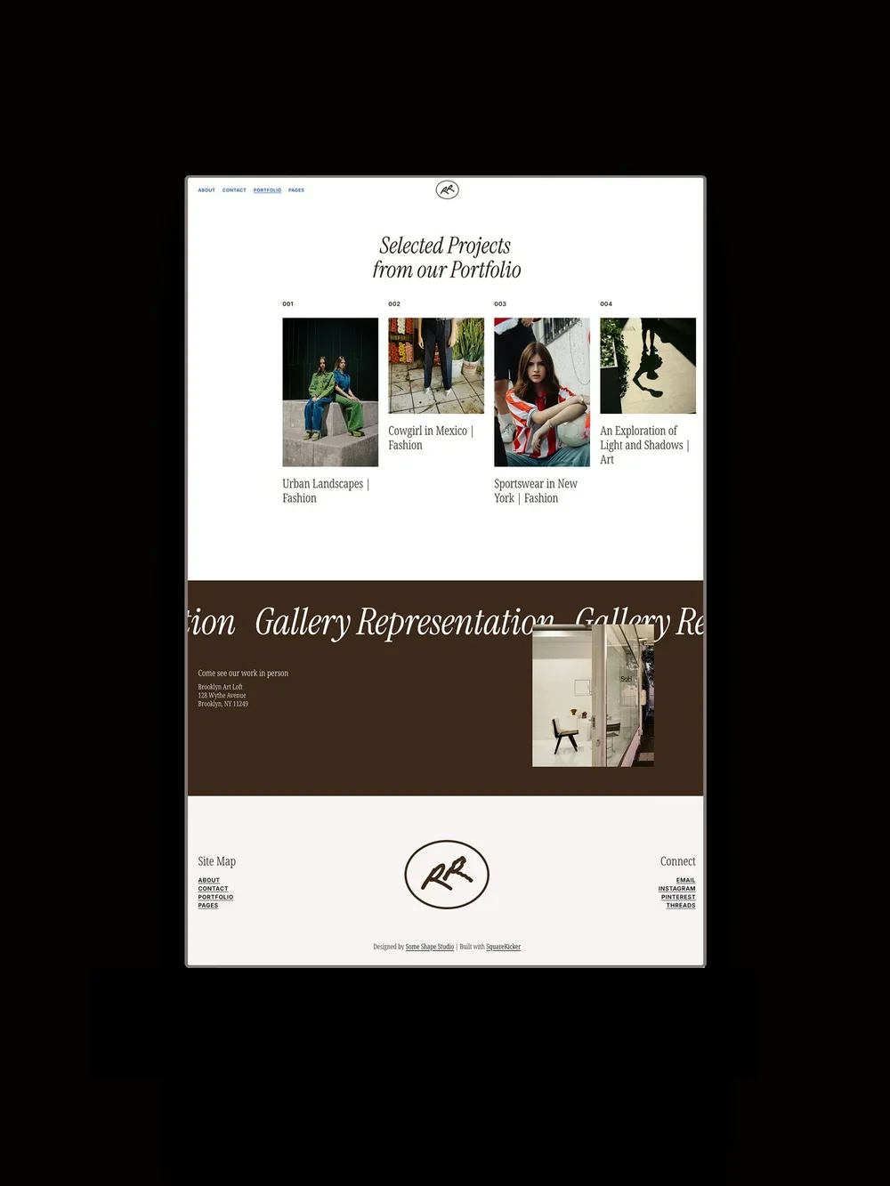 The Rose Squarespace template displayed on a vertical screen.