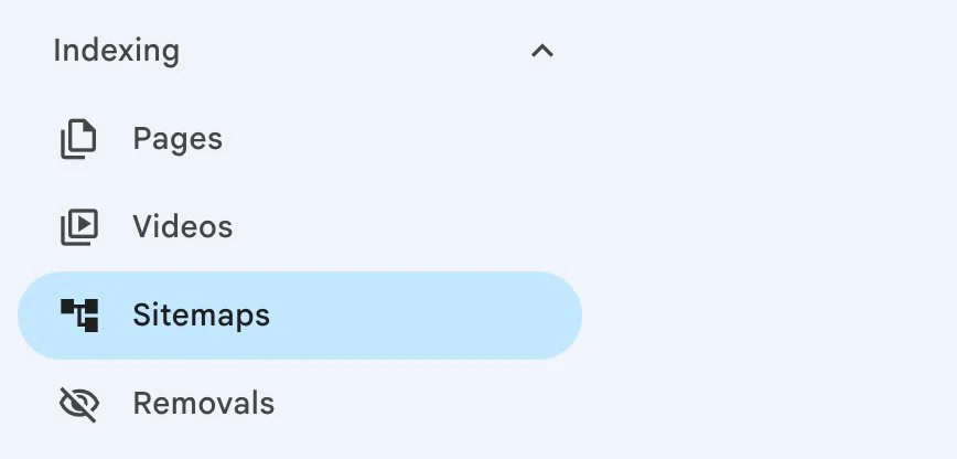 The Sitemaps tab in Google Search Console.