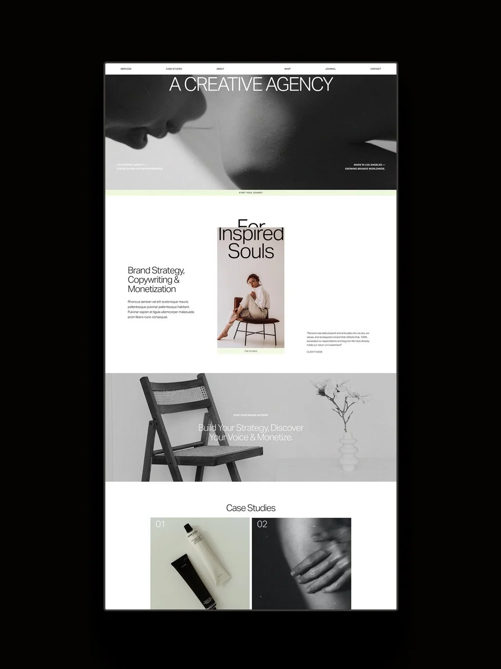 The Persona Squarespace template displayed on a vertical screen.