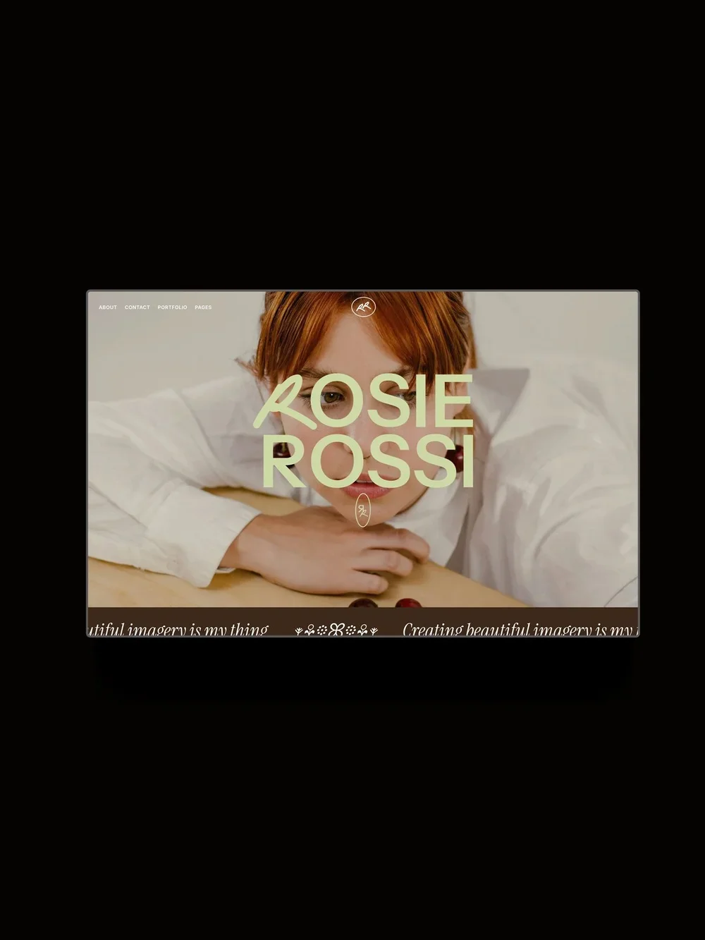 The Rose Squarespace template displayed on a horizontal screen.