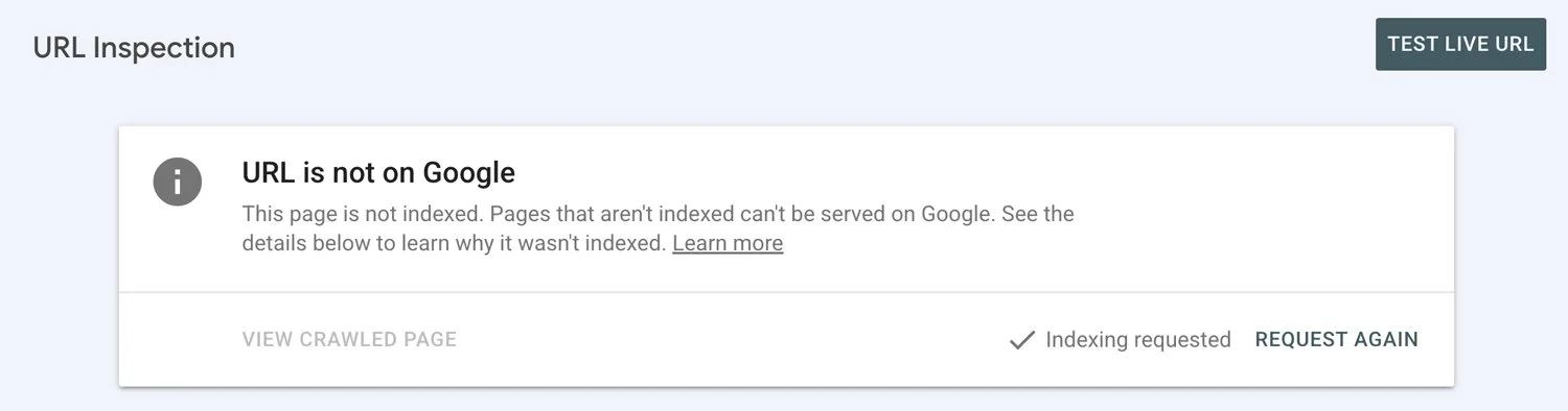 Requesting indexing in Google Search Console.
