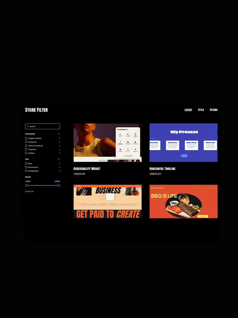 The Store Filter Squarespace plugin by Will Myers.