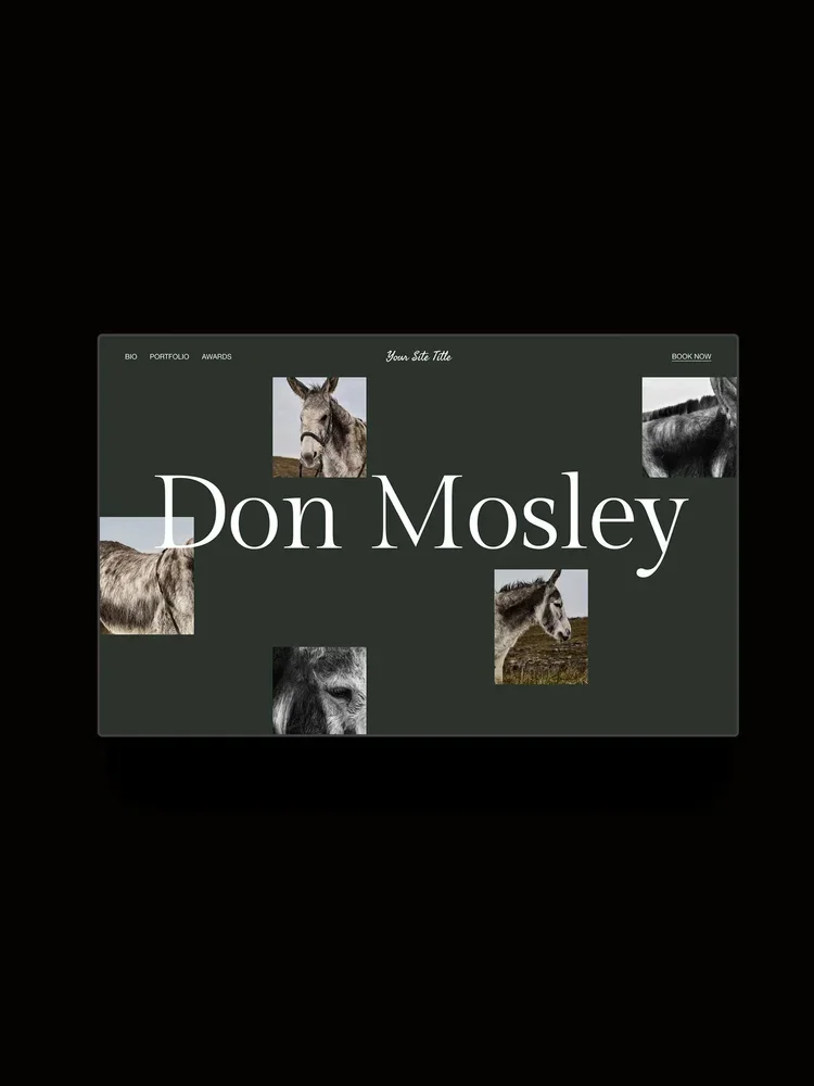 The Mosley Squarespace Template displayed on a horizontal screen.